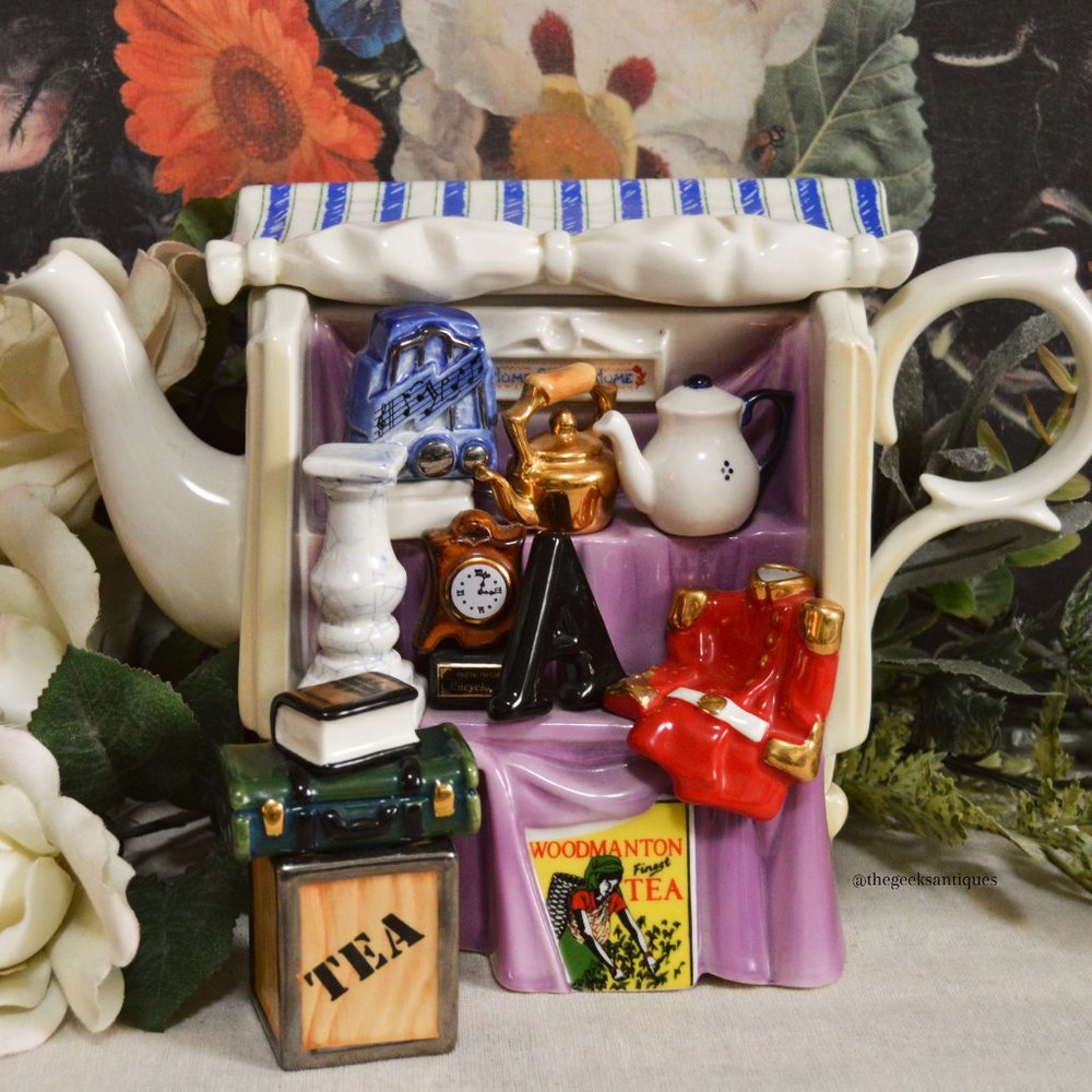 Vintage Cardew Design Market Stall Antique Shop Novelty Teapot & Sugar Box